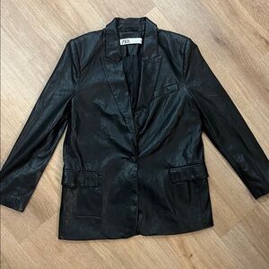 Zara Black Faux Leather Jacket